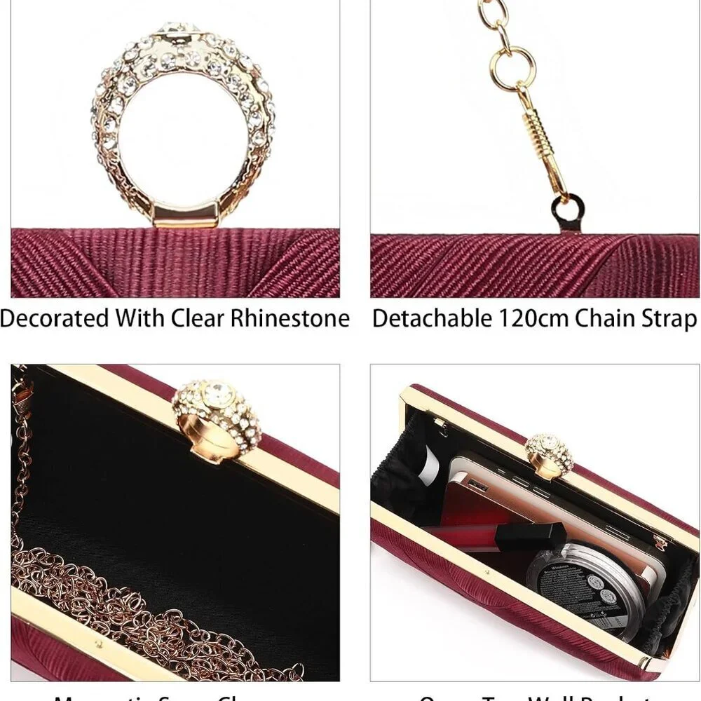 Women Evening Clutch Bag Satin Tassel Crossbody Party Purse